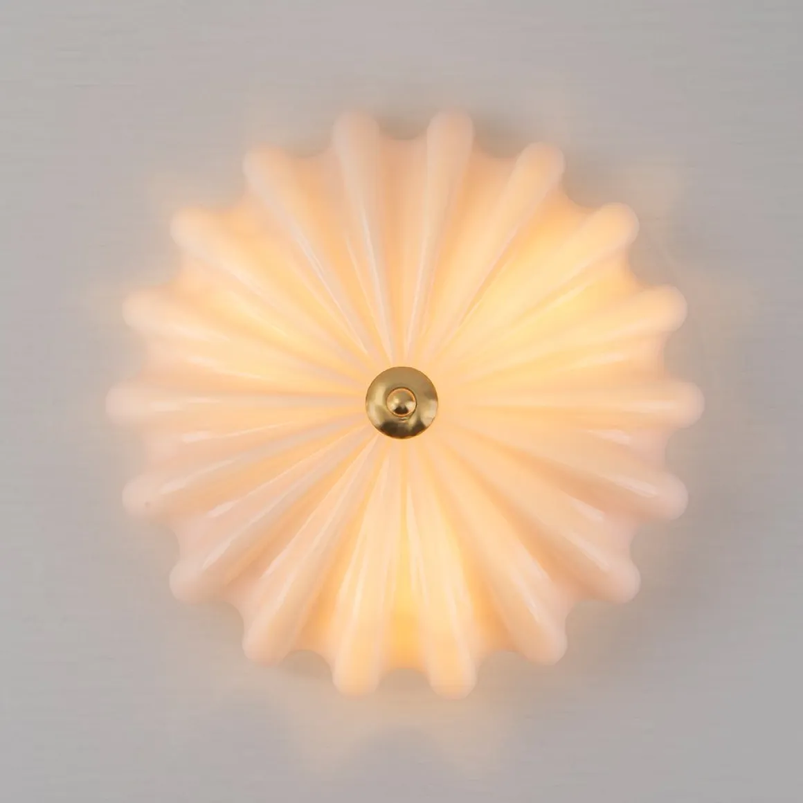 Art Deco Pleated Flower Shine Glass Semi Flush Mount