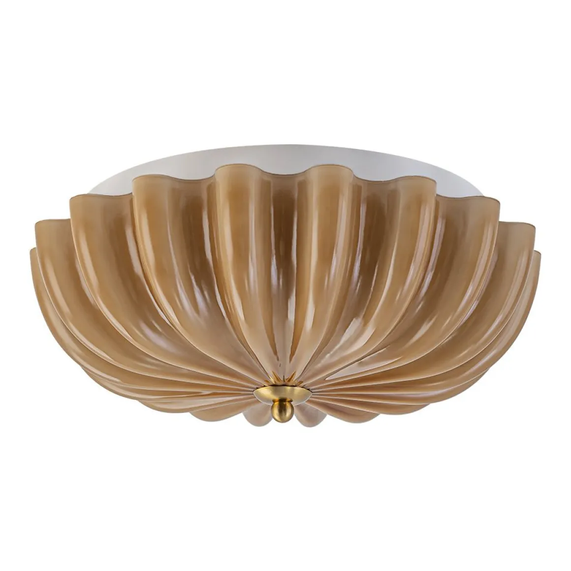 Art Deco Pleated Flower Shine Glass Semi Flush Mount