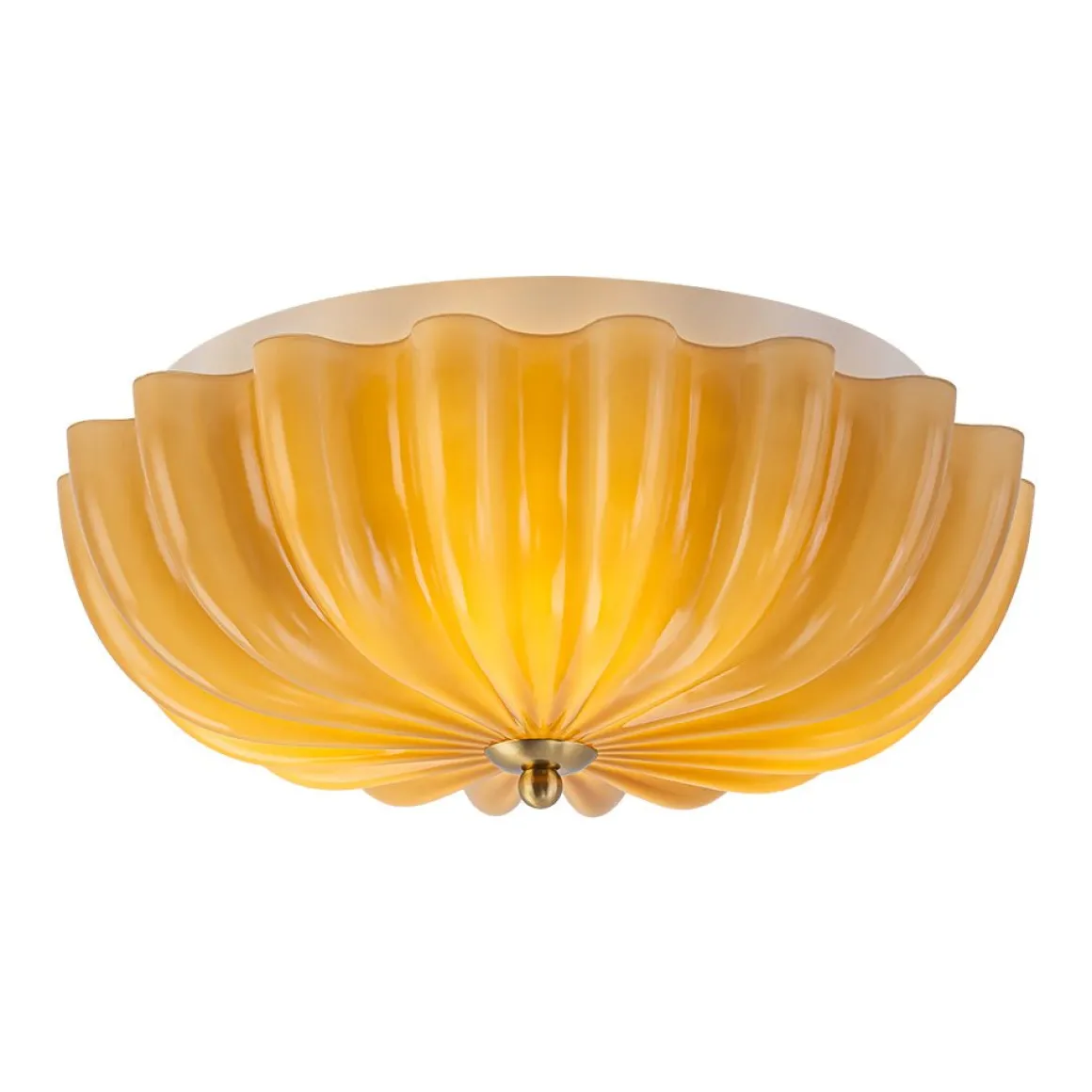 Art Deco Pleated Flower Shine Glass Semi Flush Mount