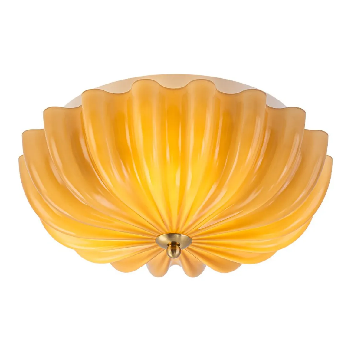 Art Deco Pleated Flower Shine Glass Semi Flush Mount