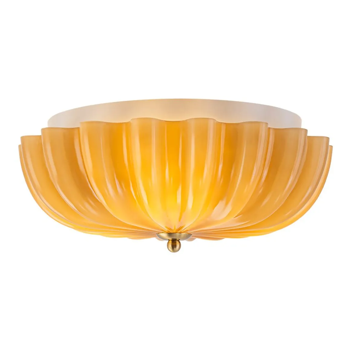 Art Deco Pleated Flower Shine Glass Semi Flush Mount