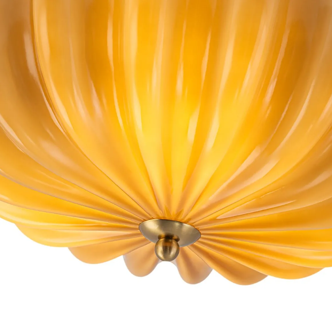 Art Deco Pleated Flower Shine Glass Semi Flush Mount