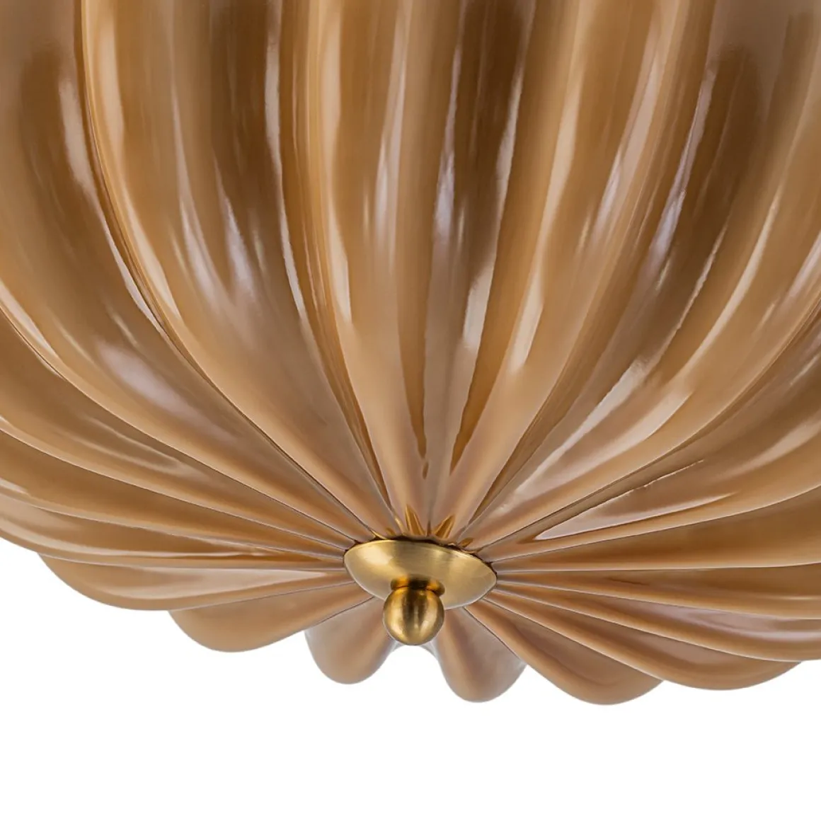 Art Deco Pleated Flower Shine Glass Semi Flush Mount