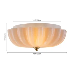Art Deco Pleated Flower Shine Glass Semi Flush Mount