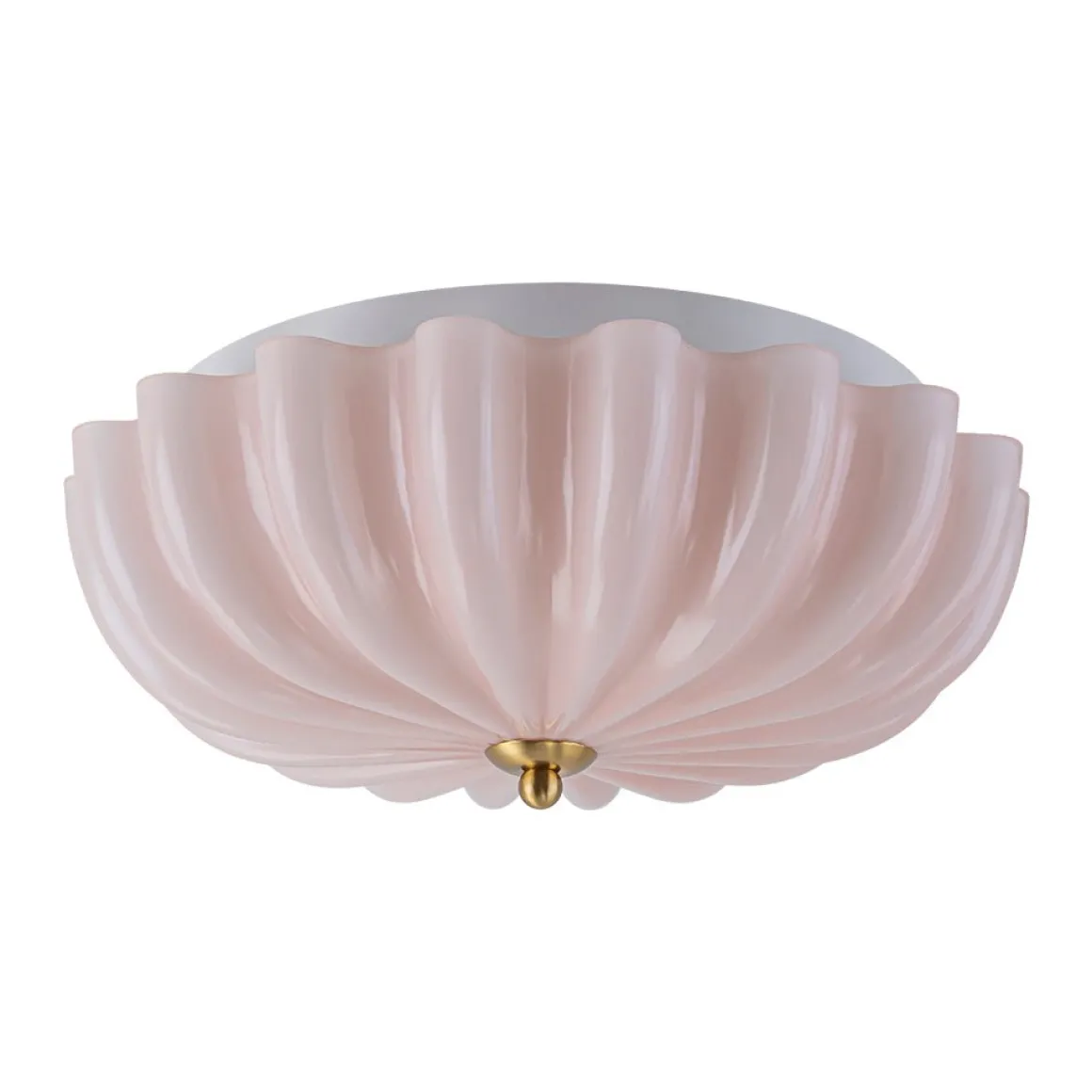 Art Deco Pleated Flower Shine Glass Semi Flush Mount