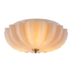 Art Deco Pleated Flower Shine Glass Semi Flush Mount