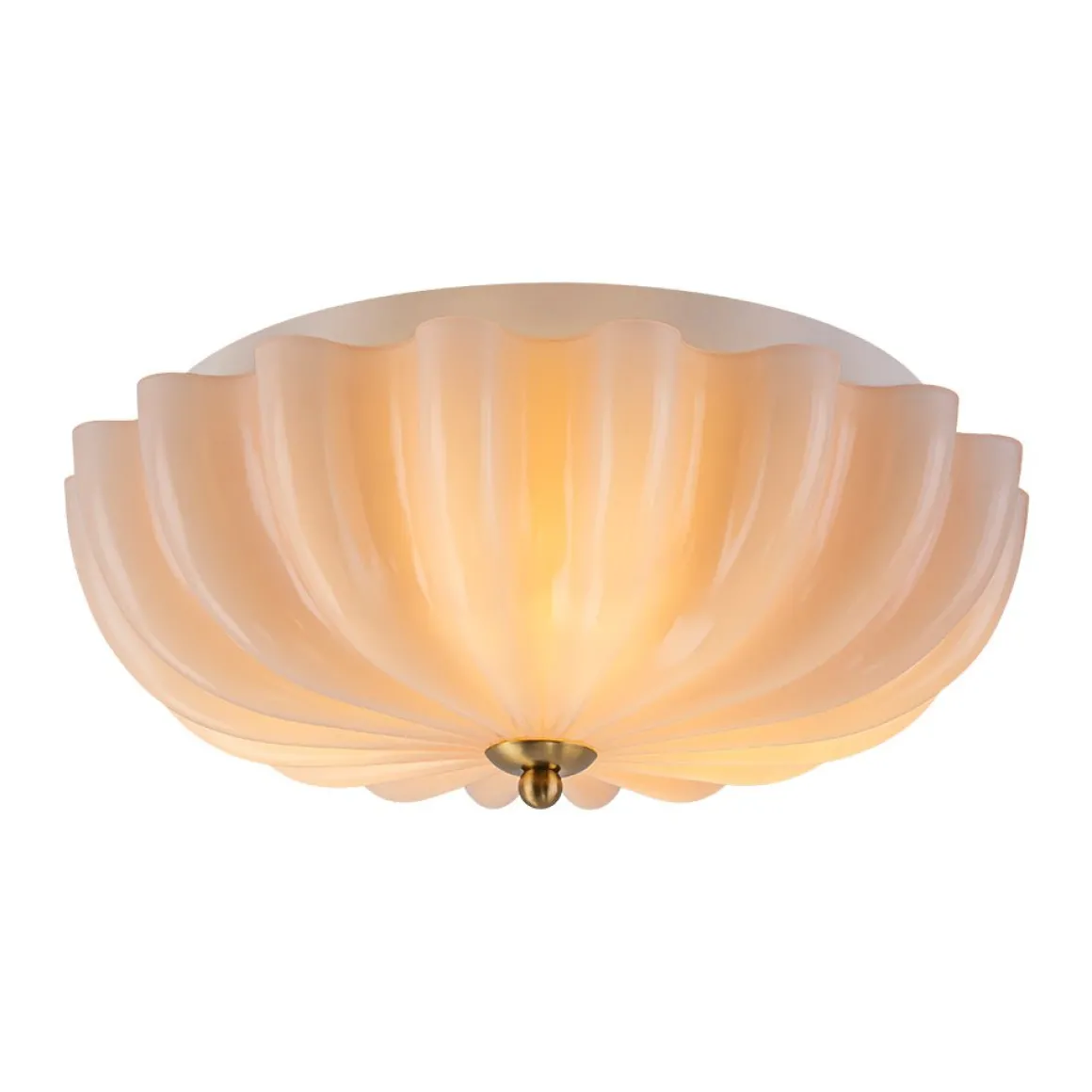 Art Deco Pleated Flower Shine Glass Semi Flush Mount