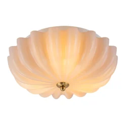 Art Deco Pleated Flower Shine Glass Semi Flush Mount