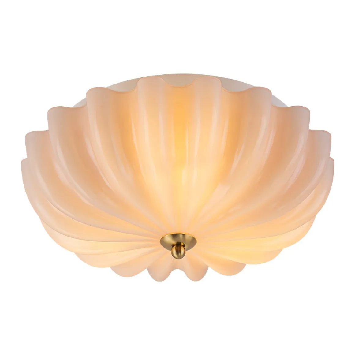 Art Deco Pleated Flower Shine Glass Semi Flush Mount