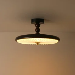 Art Deco Pleated Shade Round Dimmable LED Ceiling Light