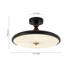 Art Deco Pleated Shade Round Dimmable LED Ceiling Light