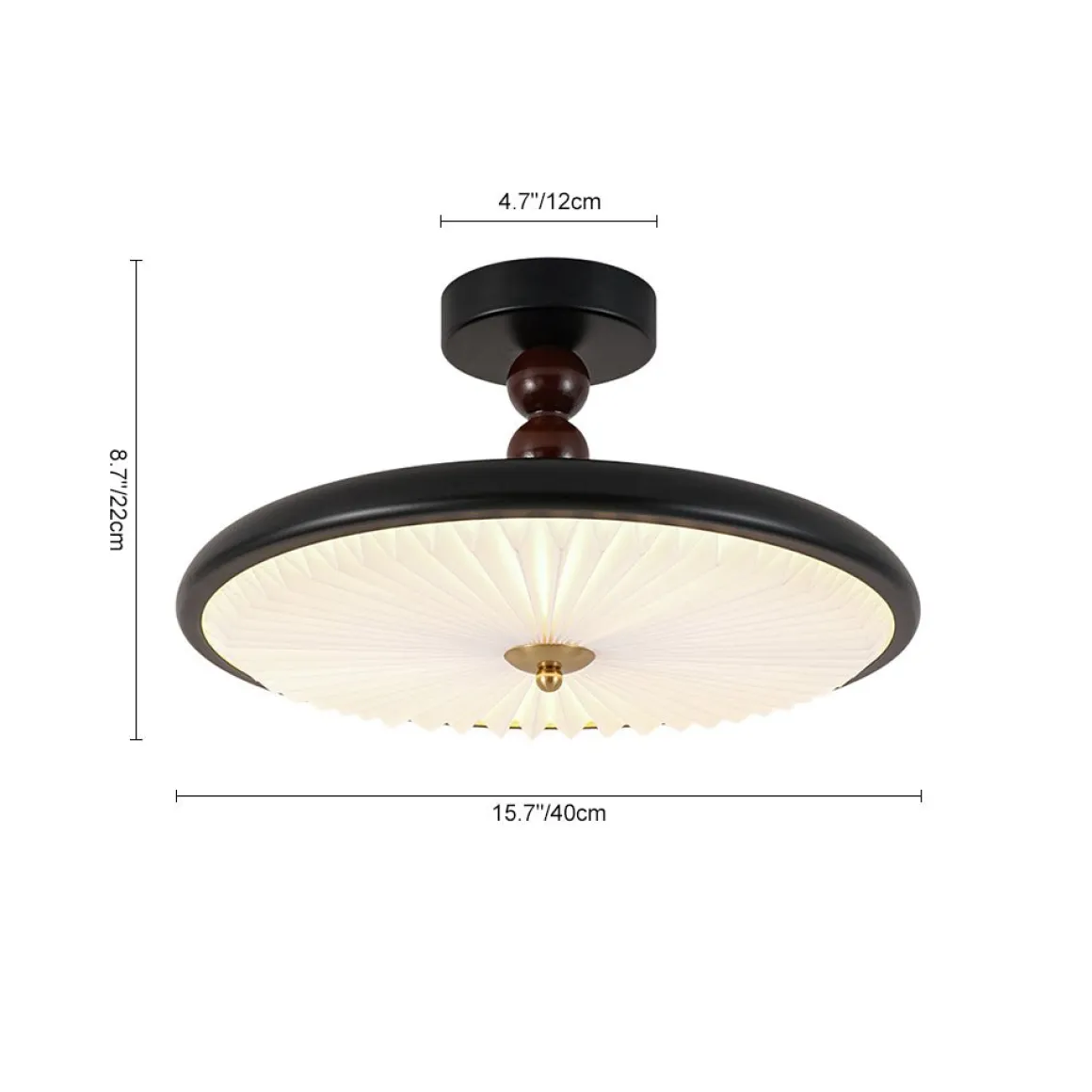 Art Deco Pleated Shade Round Dimmable LED Ceiling Light