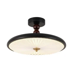 Art Deco Pleated Shade Round Dimmable LED Ceiling Light