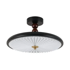 Art Deco Pleated Shade Round Dimmable LED Ceiling Light