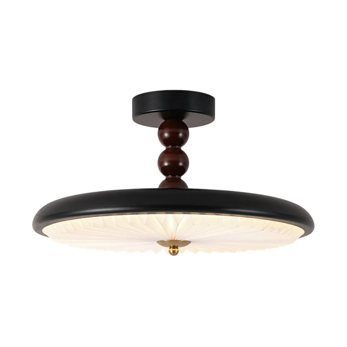 Art Deco Pleated Shade Round Dimmable LED Ceiling Light
