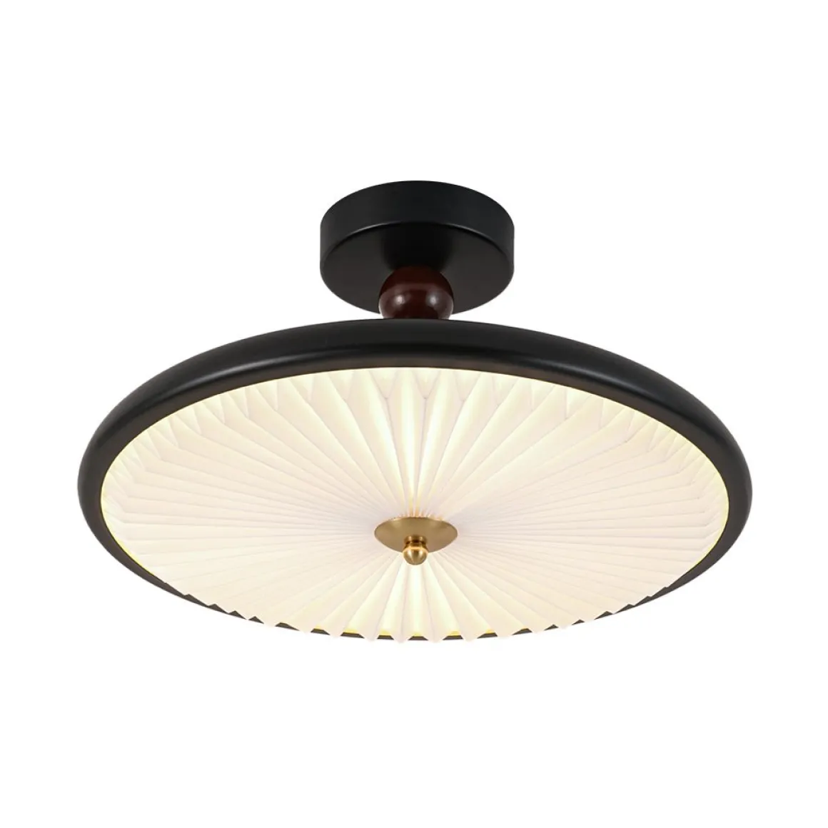 Art Deco Pleated Shade Round Dimmable LED Ceiling Light