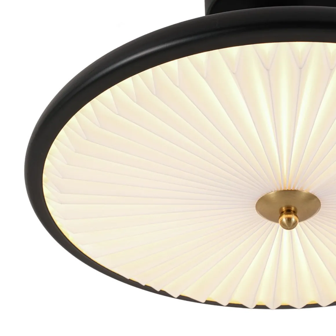 Art Deco Pleated Shade Round Dimmable LED Ceiling Light