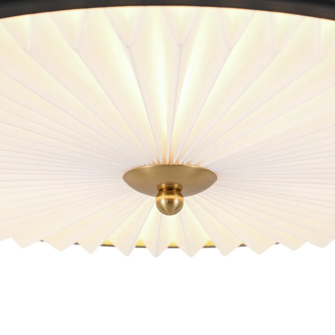 Art Deco Pleated Shade Round Dimmable LED Ceiling Light