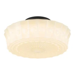 Art Deco Sculptural Milk Glass Schoolhouse LED Ceiling Light
