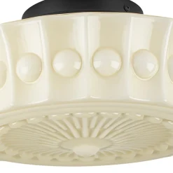 Art Deco Sculptural Milk Glass Schoolhouse LED Ceiling Light