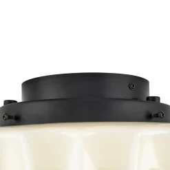 Art Deco Sculptural Milk Glass Schoolhouse LED Ceiling Light
