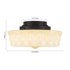 Art Deco Sculptural Milk Glass Schoolhouse LED Ceiling Light