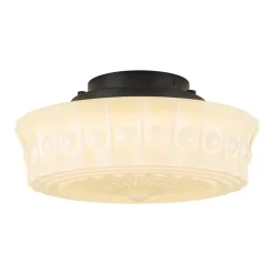 Art Deco Sculptural Milk Glass Schoolhouse LED Ceiling Light