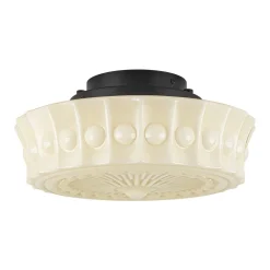Art Deco Sculptural Milk Glass Schoolhouse LED Ceiling Light