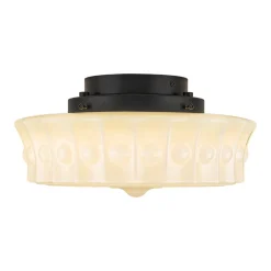 Art Deco Sculptural Milk Glass Schoolhouse LED Ceiling Light