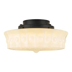 Art Deco Sculptural Milk Glass Schoolhouse LED Ceiling Light
