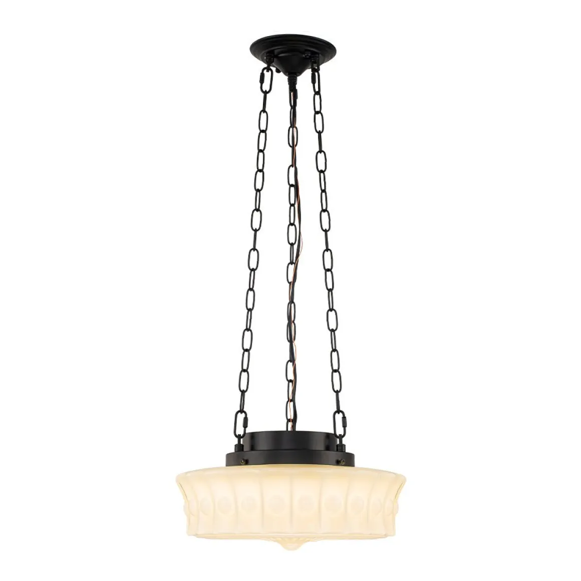 Art Deco Sculptural Milk Glass Schoolhouse LED Pendant