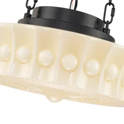 Art Deco Sculptural Milk Glass Schoolhouse LED Pendant
