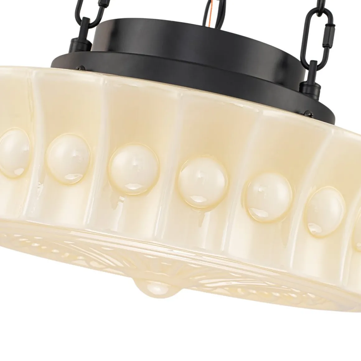 Art Deco Sculptural Milk Glass Schoolhouse LED Pendant