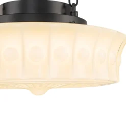 Art Deco Sculptural Milk Glass Schoolhouse LED Pendant