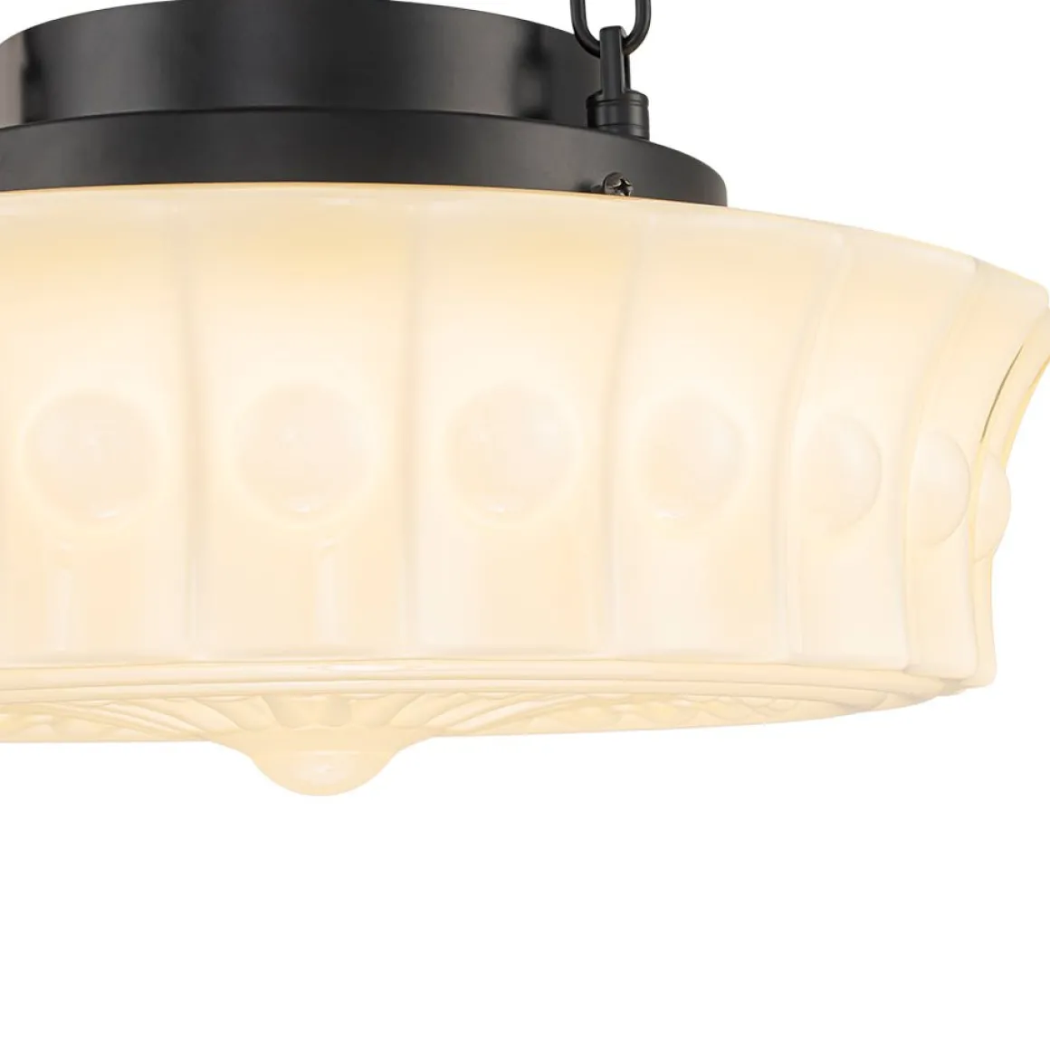 Art Deco Sculptural Milk Glass Schoolhouse LED Pendant