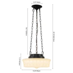 Art Deco Sculptural Milk Glass Schoolhouse LED Pendant