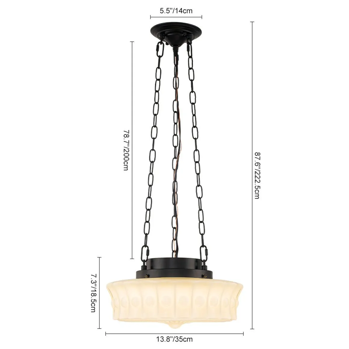 Art Deco Sculptural Milk Glass Schoolhouse LED Pendant