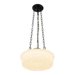 Art Deco Sculptural Milk Glass Schoolhouse LED Pendant