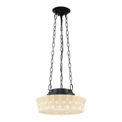 Art Deco Sculptural Milk Glass Schoolhouse LED Pendant