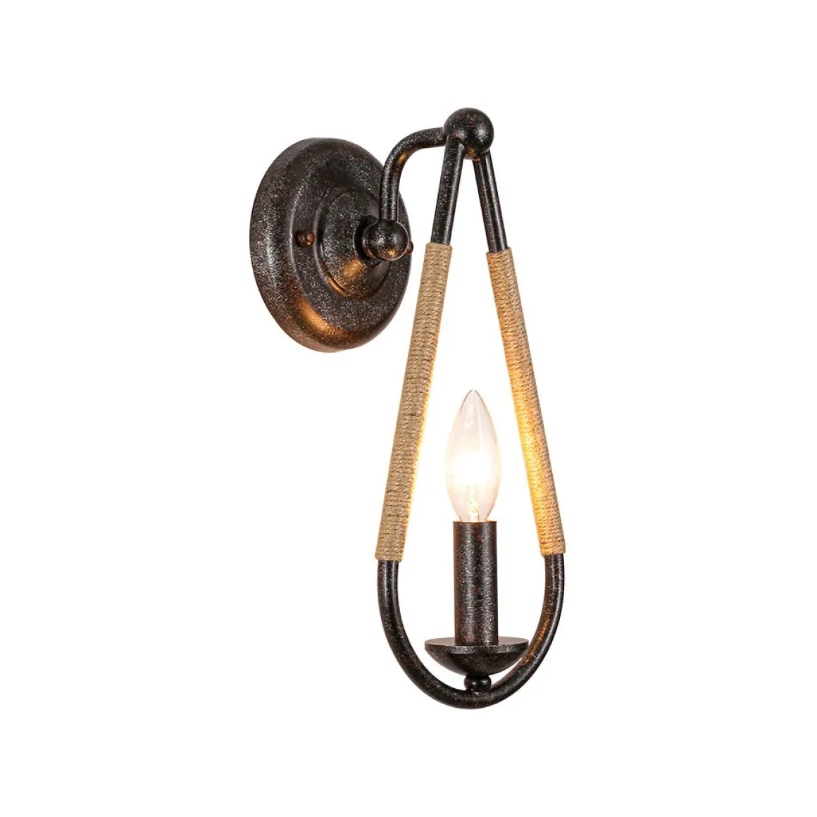 Barn 1-Light Hemp Rope Hanging Candle Style Wall Sconce