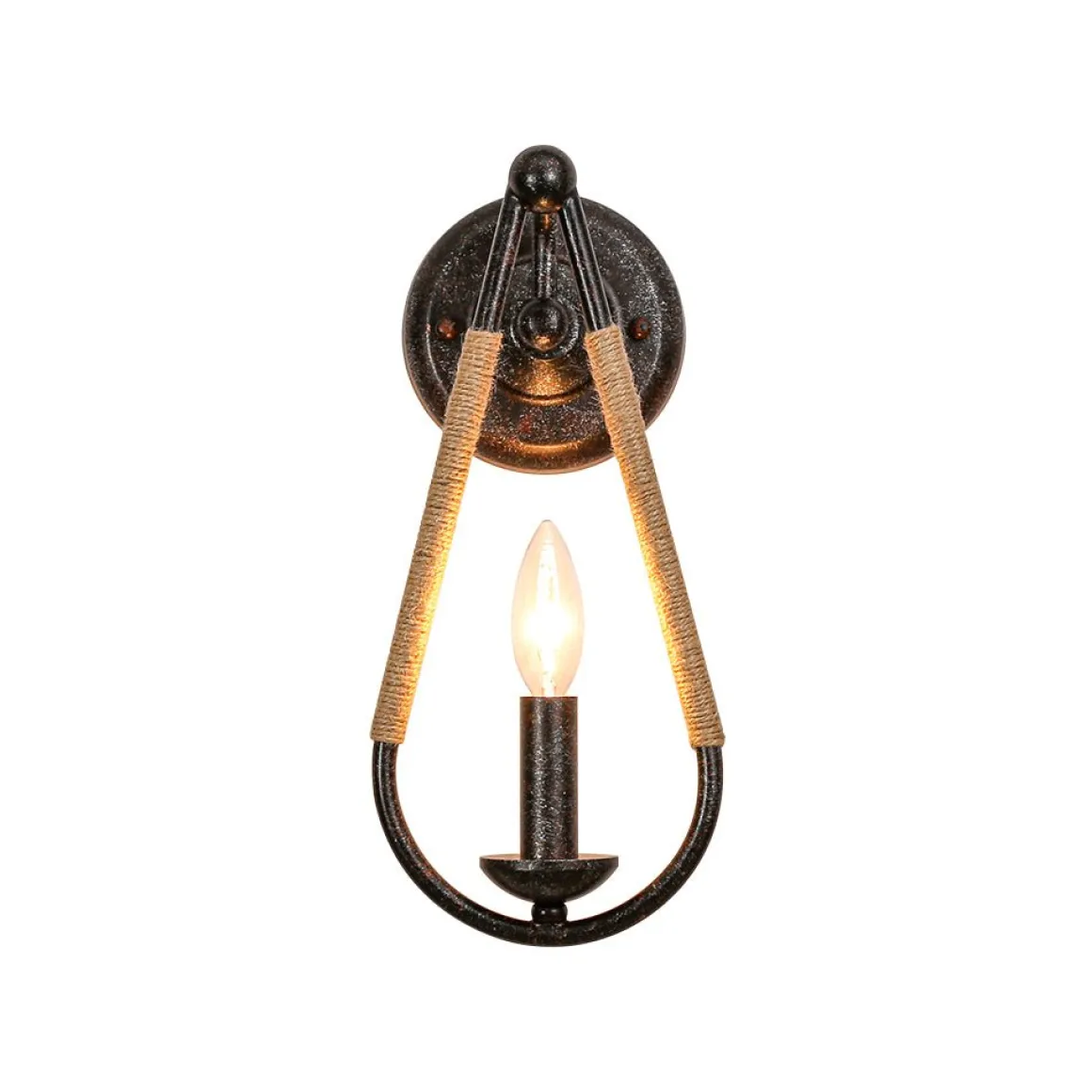 Barn 1-Light Hemp Rope Hanging Candle Style Wall Sconce