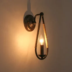 Barn 1-Light Hemp Rope Hanging Candle Style Wall Sconce