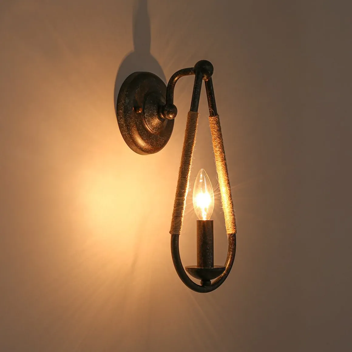 Barn 1-Light Hemp Rope Hanging Candle Style Wall Sconce