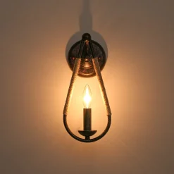 Barn 1-Light Hemp Rope Hanging Candle Style Wall Sconce