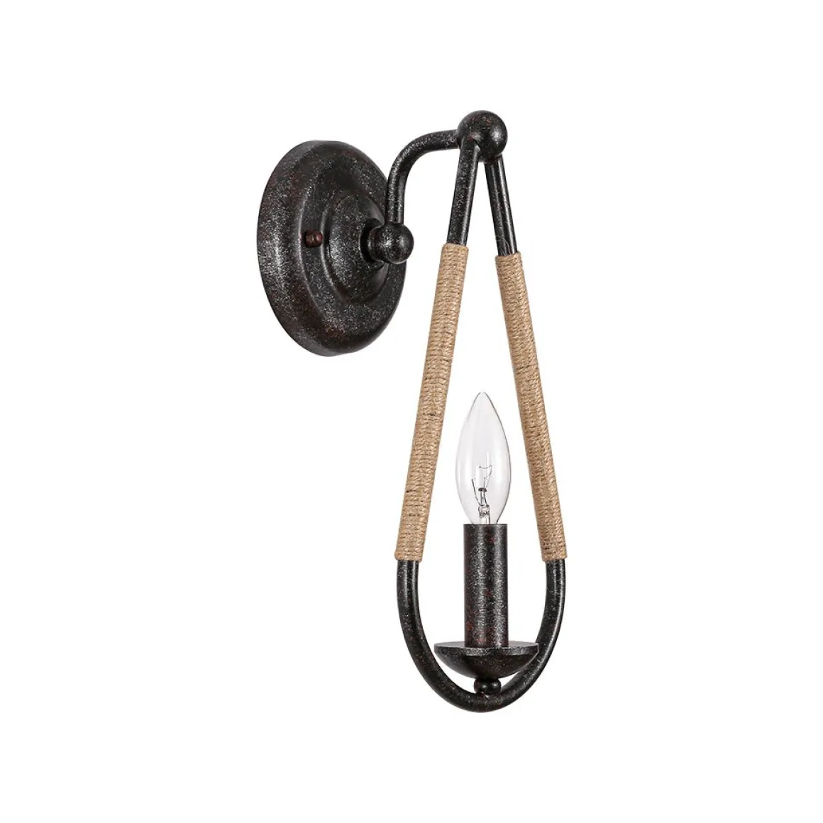 Barn 1-Light Hemp Rope Hanging Candle Style Wall Sconce