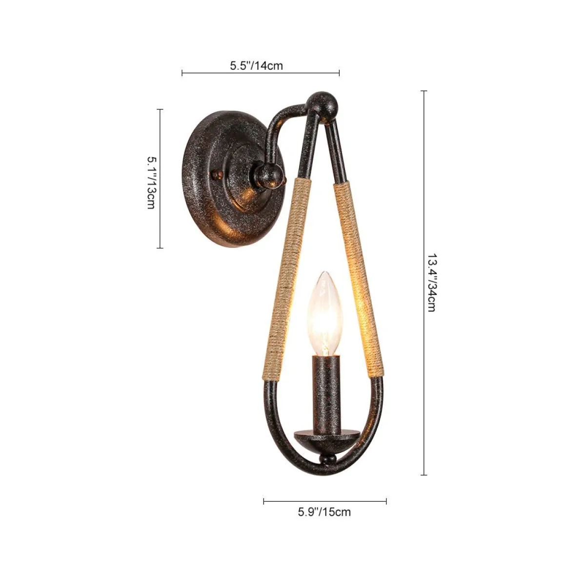Barn 1-Light Hemp Rope Hanging Candle Style Wall Sconce