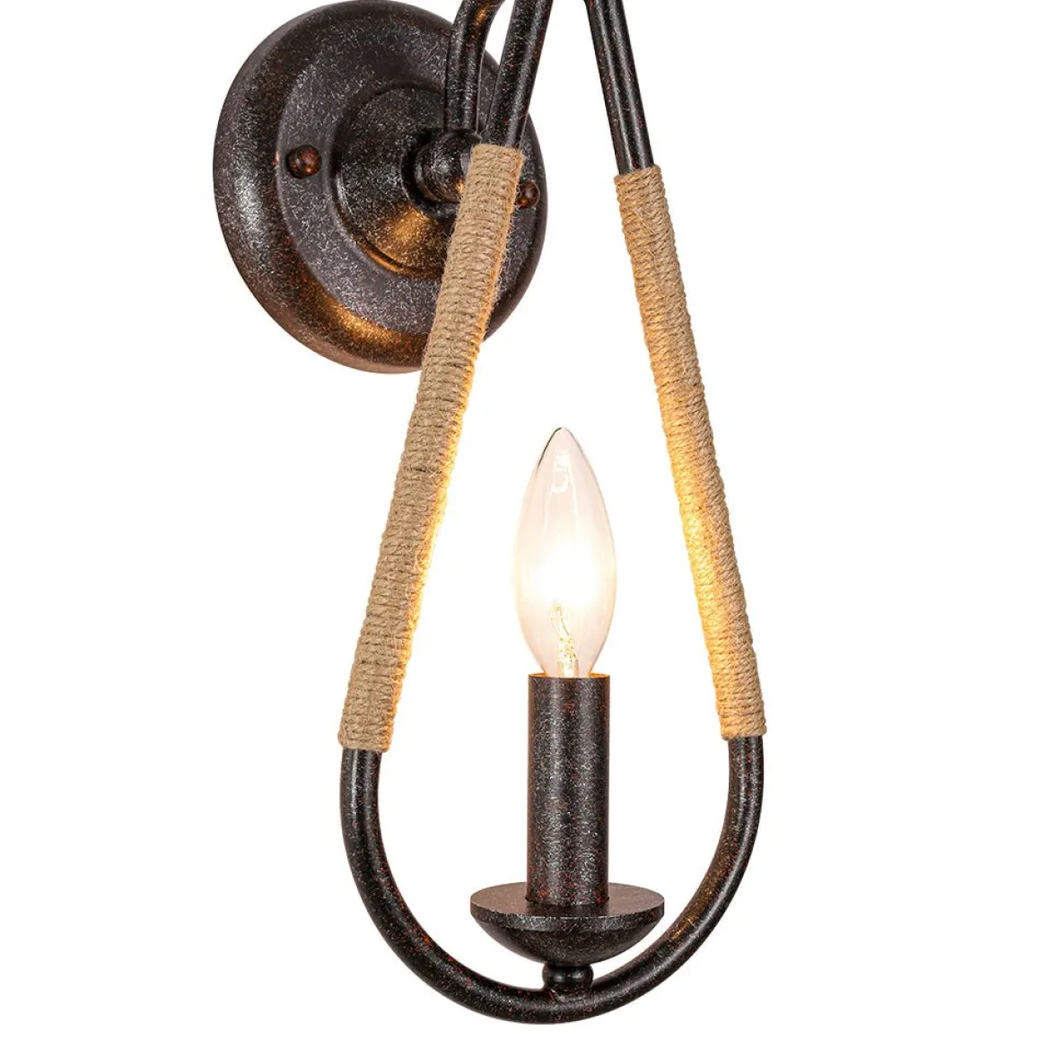 Barn 1-Light Hemp Rope Hanging Candle Style Wall Sconce