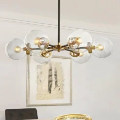 Black and Brass Mid-century Sputnik Chandelier