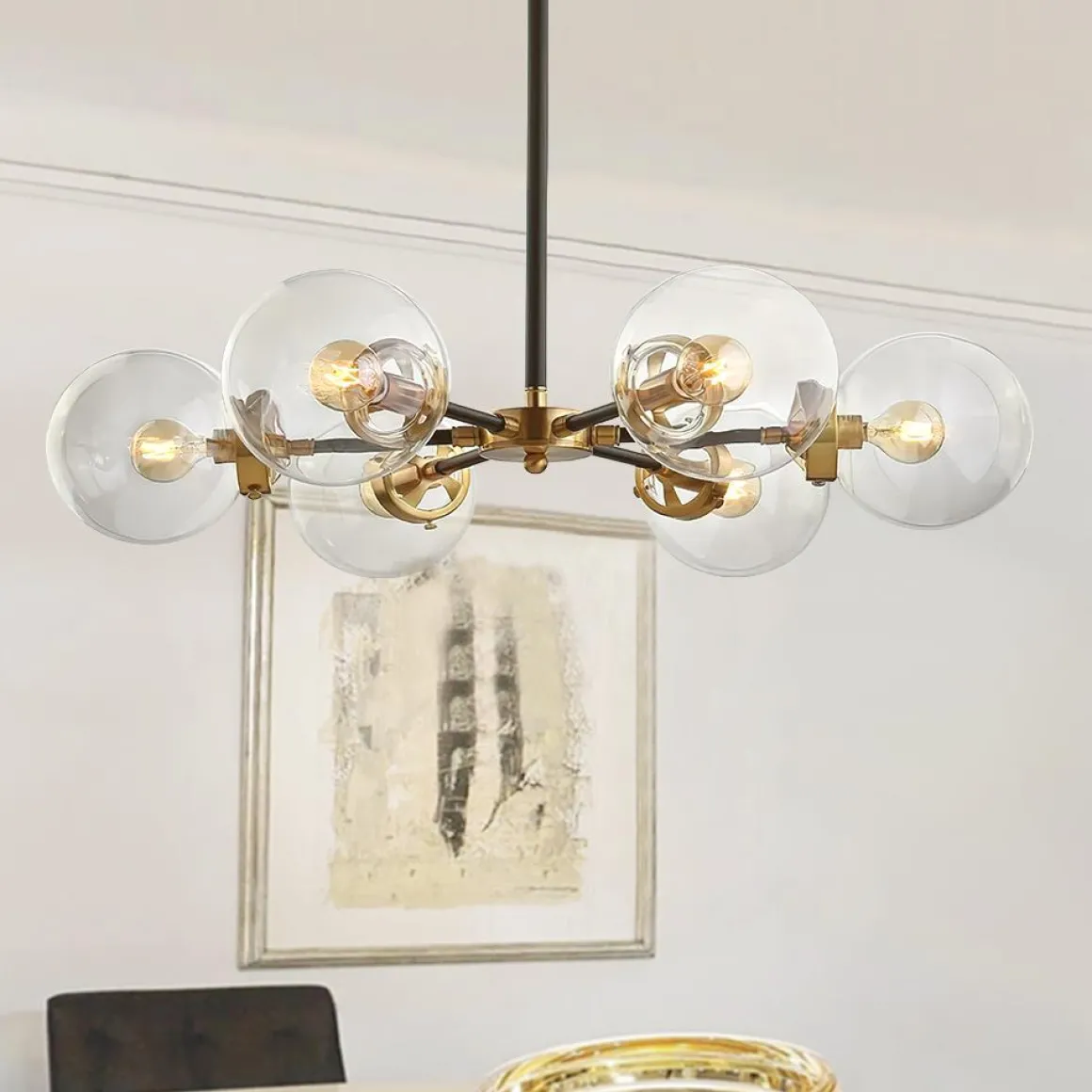 Black and Brass Mid-century Sputnik Chandelier