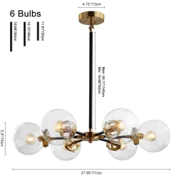 Black and Brass Mid-century Sputnik Chandelier